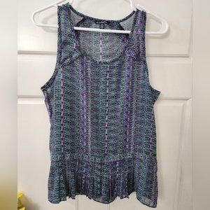 *American Eagle Outfitters Women's Sleeveless Pleated Hem Sheer Blouse Size M*